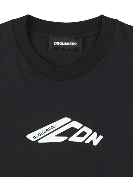 Dsquared2: Printed cotton jersey t-shirt - Black - kids-boys_1 | Luisa Via Roma