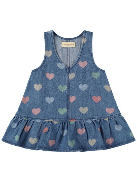 Konges Sløjd: Vestito in denim di cotone stampato - Blu/Multi - kids-girls_0 | Luisa Via Roma