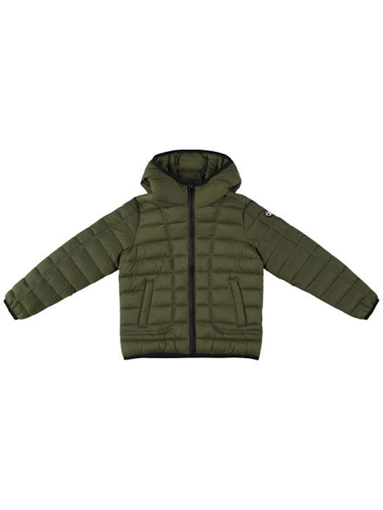 Diesel Kids: Hooded poly puffer jacket - ミリタリーグリーン - kids-boys_0 | Luisa Via Roma
