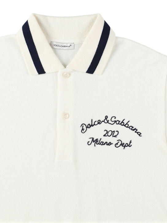 Dolce&Gabbana: Cotton piqué polo shirt w/logo - ホワイト - kids-boys_1 | Luisa Via Roma