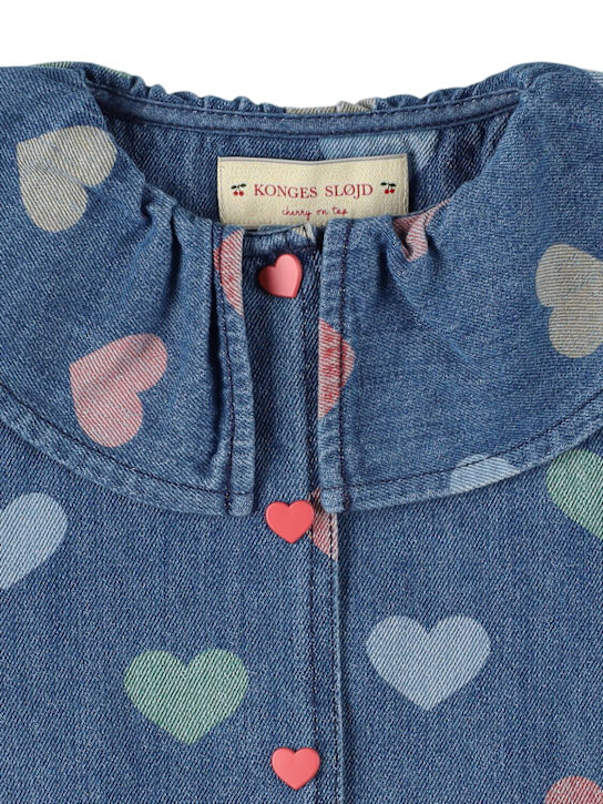 Konges Sløjd: Printed cotton shirt - ブルー/マルチカラー - kids-girls_1 | Luisa Via Roma