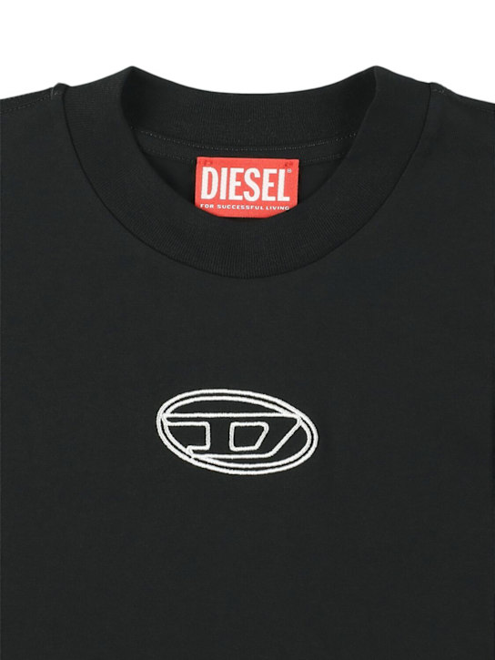 Diesel Kids: Cropped cotton jersey t-shirt - ブラック - kids-girls_1 | Luisa Via Roma
