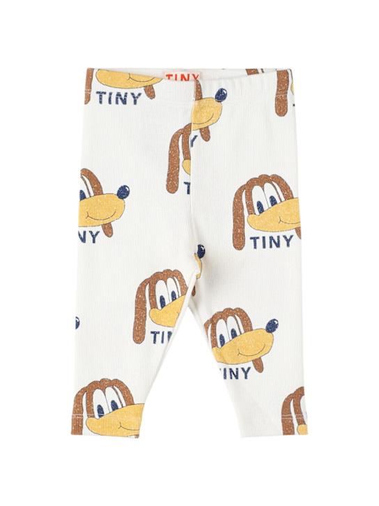 Tiny Cottons: Printed organic cotton rib leggings - Off White - kids-boys_0 | Luisa Via Roma