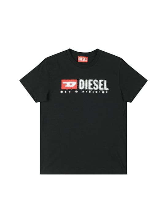 Diesel Kids: Printed cotton jersey t-shirt - Black - kids-boys_0 | Luisa Via Roma