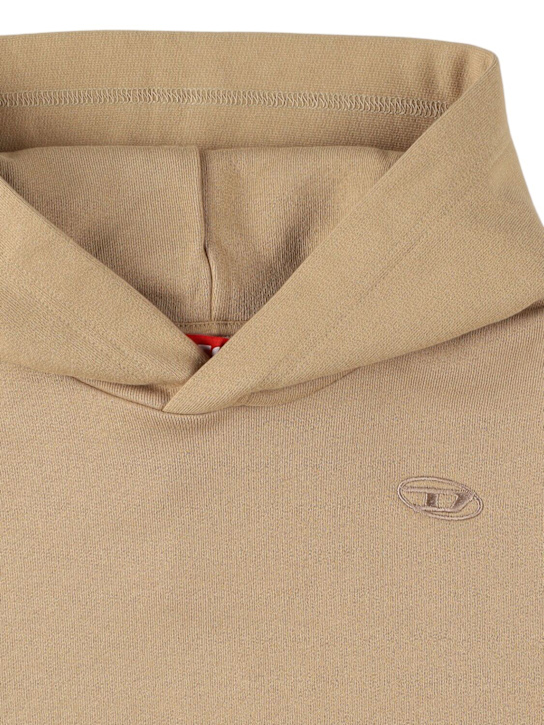 Diesel Kids: Hooded cotton sweatshirt w/logo - ベージュ - kids-boys_1 | Luisa Via Roma