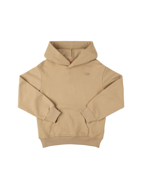 Diesel Kids: Hooded cotton sweatshirt w/logo - ベージュ - kids-boys_0 | Luisa Via Roma