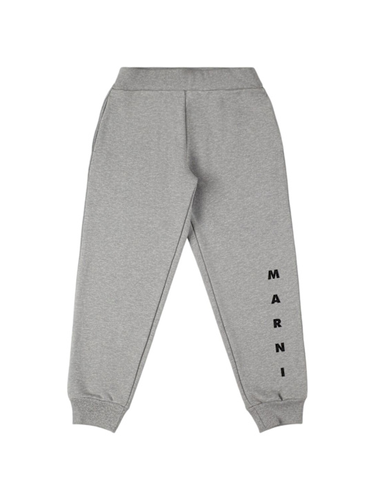 Marni Junior: Pantalon en coton à logo - Gris - kids-boys_0 | Luisa Via Roma