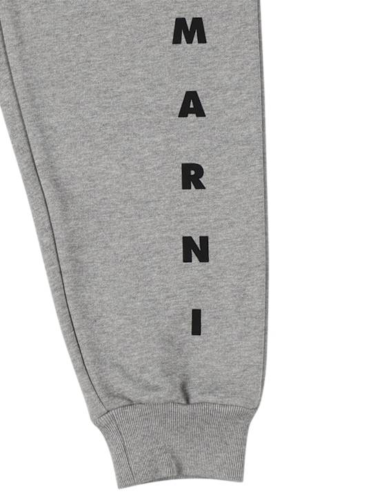 Marni Junior: Pantalon en coton à logo - Gris - kids-boys_1 | Luisa Via Roma