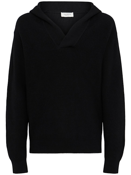 Laneus: Knitted hoodie - Nero/Black - men_0 | Luisa Via Roma