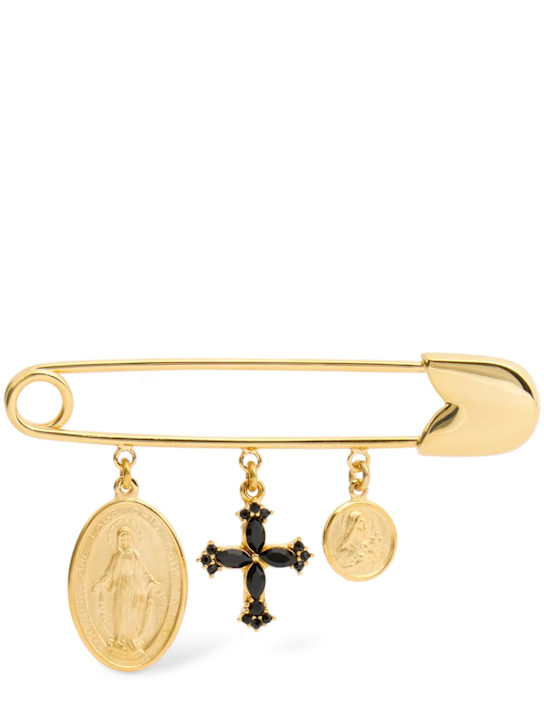 Dolce&Gabbana: Bijoux brass brooch - Gold - men_0 | Luisa Via Roma