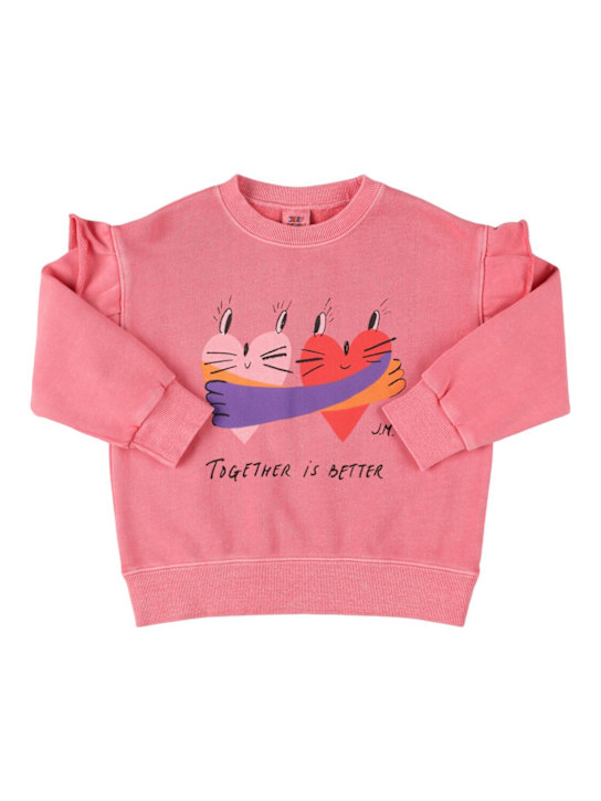 Jellymallow: Printed cotton crewneck sweatshirt - ピンク - kids-girls_0 | Luisa Via Roma