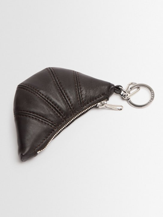 Lemaire: Mini Croissant leather keyring - Dark Chocolate - women_1 | Luisa Via Roma