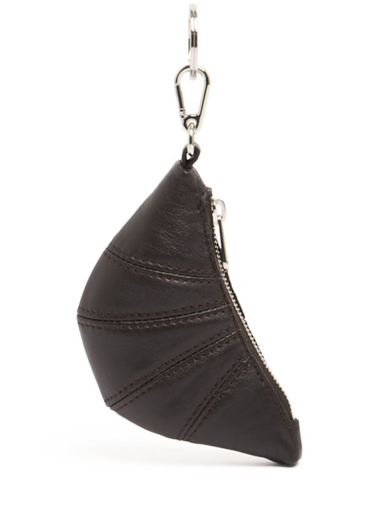Lemaire: Mini Croissant leather keyring - Dark Chocolate - women_0 | Luisa Via Roma