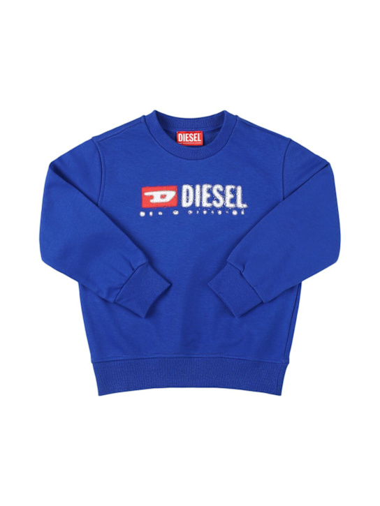 Diesel Kids: Cotton blend crewneck sweatshirt w/logo - ロイヤルブルー - kids-girls_0 | Luisa Via Roma