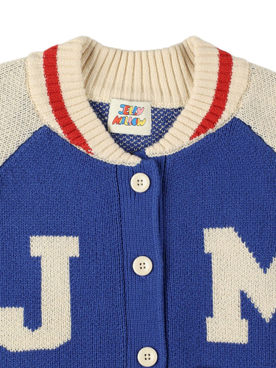 Jellymallow: Cotton blend cardigan - ブルー/ホワイト - kids-boys_1 | Luisa Via Roma