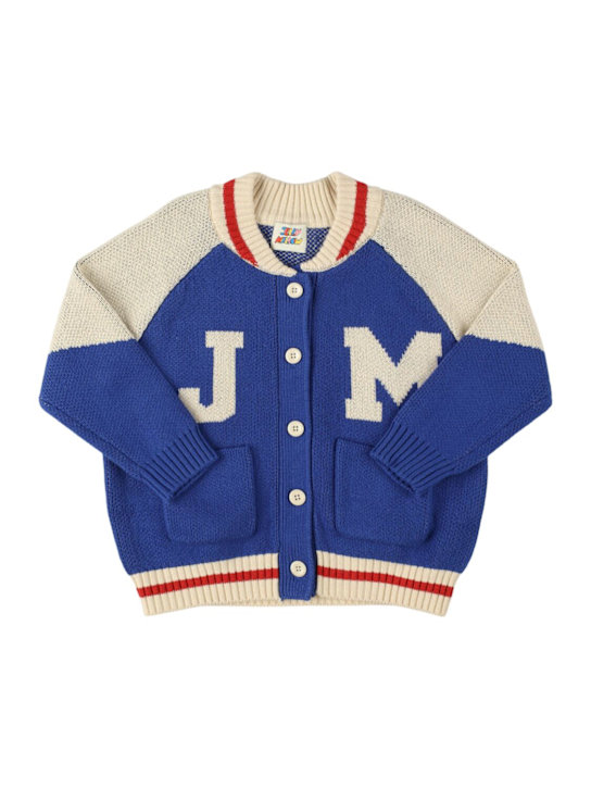 Jellymallow: Cotton blend cardigan - ブルー/ホワイト - kids-boys_0 | Luisa Via Roma
