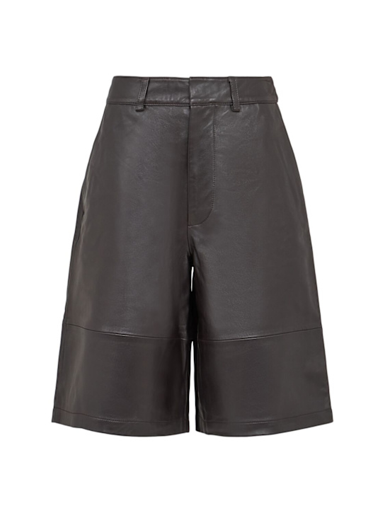 The Frankie Shop: Olivia leather Bermuda shorts - women_0 | Luisa Via Roma