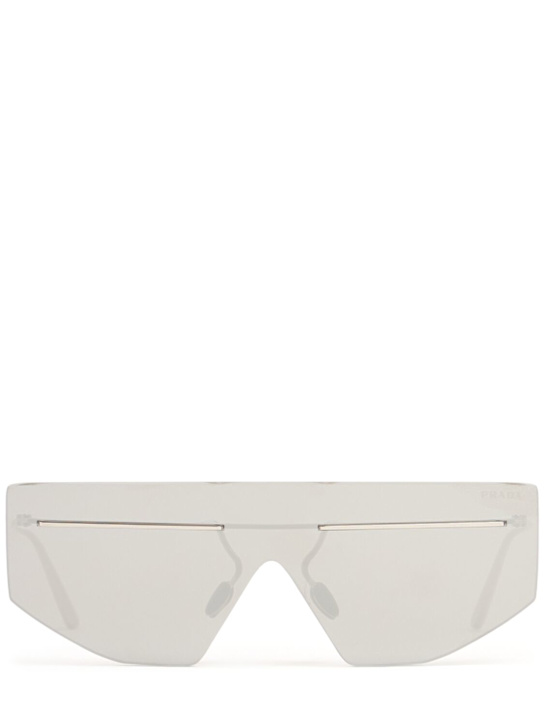 Prada: Mask metal sunglasses - Silver - men_0 | Luisa Via Roma