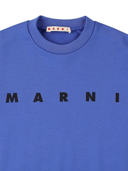 Marni Junior: Sudadera de algodón estampada - Azul - kids-boys_1 | Luisa Via Roma
