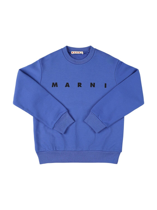 Marni Junior: Sudadera de algodón estampada - Azul - kids-boys_0 | Luisa Via Roma