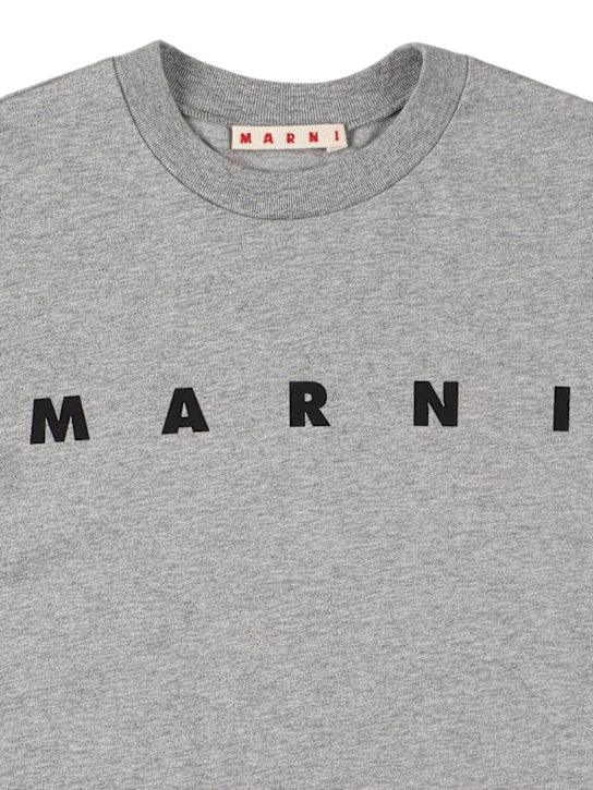 Marni Junior: 印花棉质平纹针织T恤 - 灰色 - kids-boys_1 | Luisa Via Roma