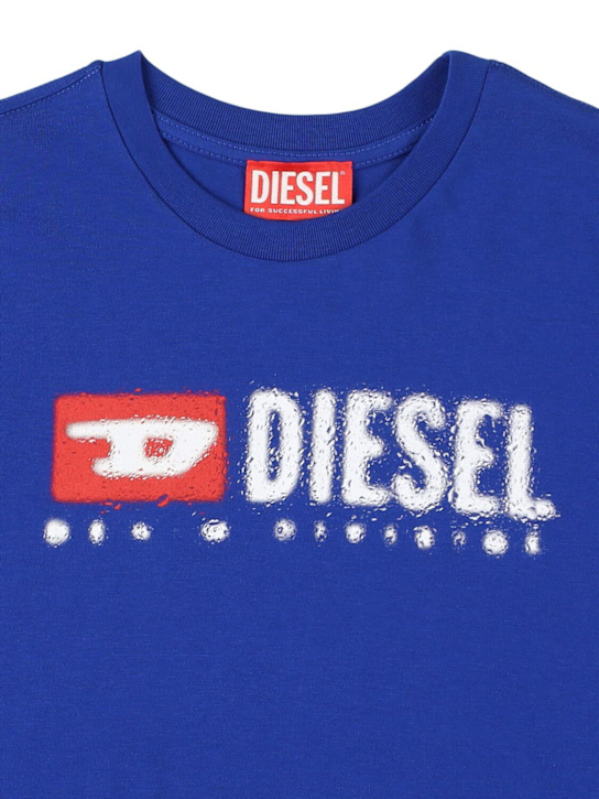 Diesel Kids: Printed cotton jersey t-shirt - ロイヤルブルー - kids-boys_1 | Luisa Via Roma