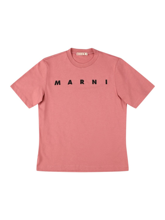 Marni Junior: Printed cotton jersey t-shirt - ピンク - kids-girls_0 | Luisa Via Roma