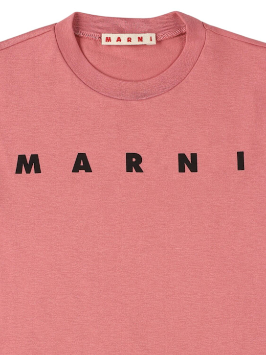 Marni Junior: Printed cotton jersey t-shirt - ピンク - kids-girls_1 | Luisa Via Roma