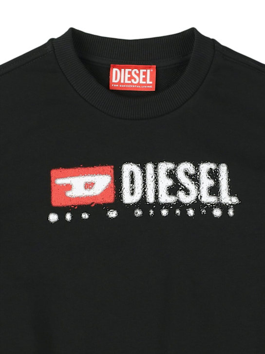 Diesel Kids: Cotton blend crewneck sweatshirt w/logo - Black - kids-girls_1 | Luisa Via Roma