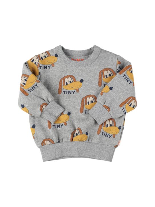 Tiny Cottons: Printed cotton sweatshirt - Grey - kids-boys_0 | Luisa Via Roma