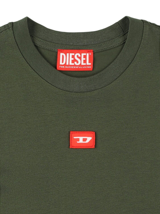 Diesel Kids: Cotton jersey t-shirt w/logo - ミリタリーグリーン - kids-boys_1 | Luisa Via Roma