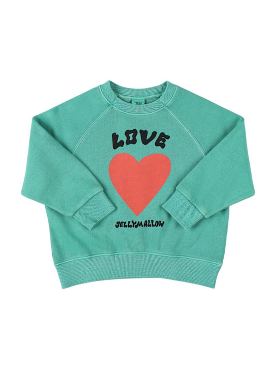 Jellymallow: Felpa in cotone con stampa - Verde - kids-girls_0 | Luisa Via Roma