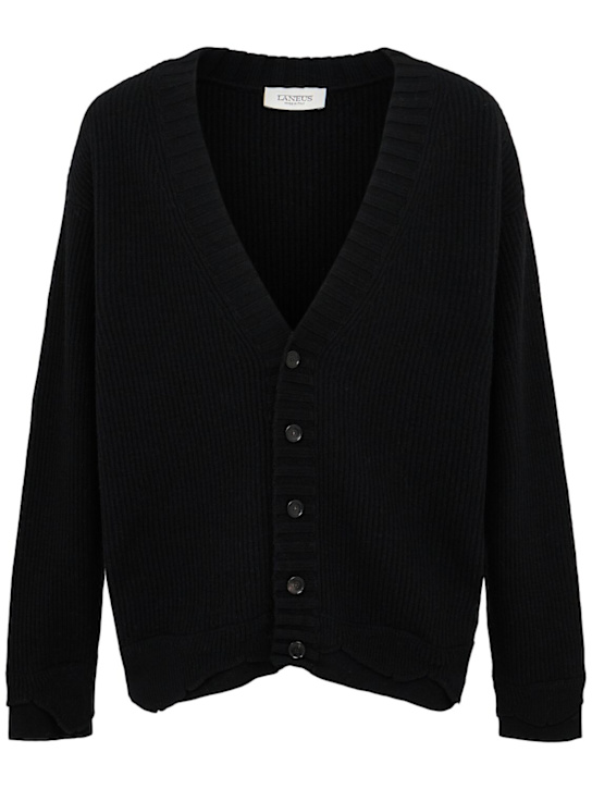 Laneus: Knitted cardigan - Nero/Black - men_0 | Luisa Via Roma