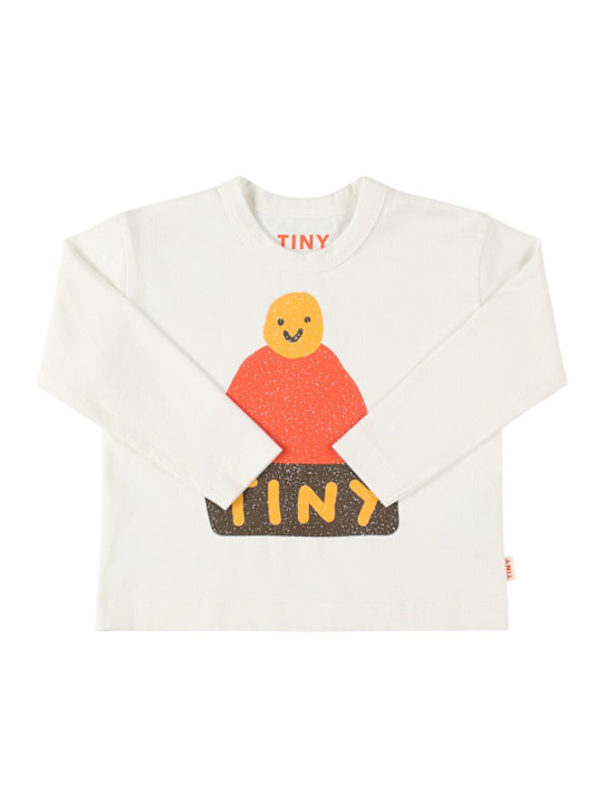 Tiny Cottons: T-Shirt aus Bio-Baumwolle mit Druck - Wollweiß - kids-boys_0 | Luisa Via Roma
