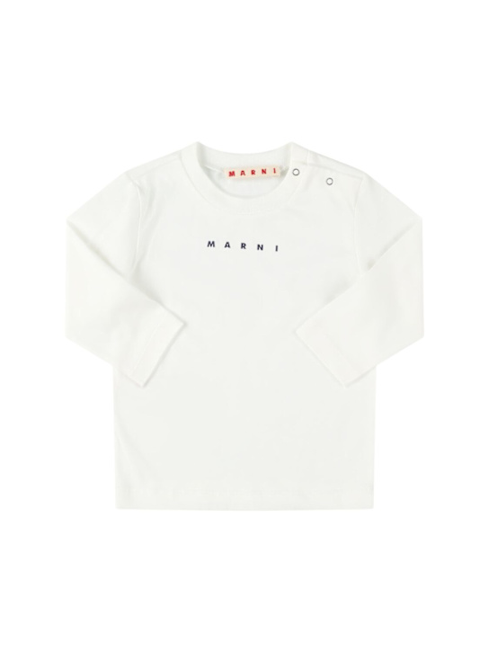 Marni Junior: Printed cotton jersey t-shirt - ホワイト - kids-boys_0 | Luisa Via Roma