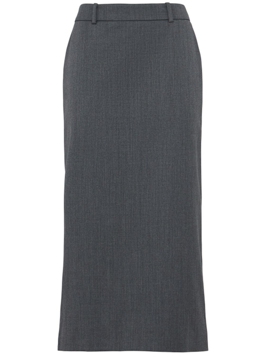 The Frankie Shop: Alrose wool blend tailoring midi skirt - women_0 | Luisa Via Roma