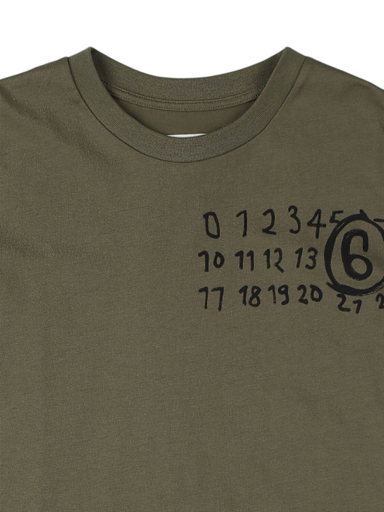 MM6 Maison Margiela: Cotton jersey t-shirt w/logo - ミリタリーグリーン - kids-boys_1 | Luisa Via Roma