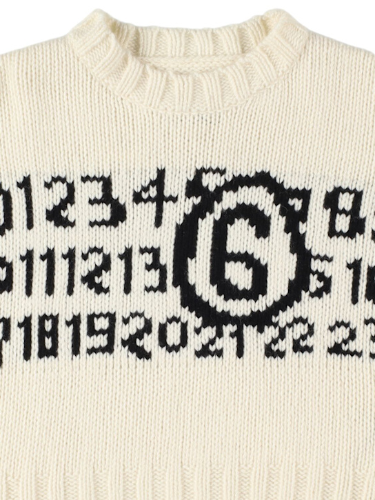 MM6 Maison Margiela: Wool blend knit sweater - ホワイト - kids-boys_1 | Luisa Via Roma