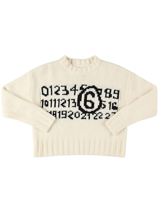 MM6 Maison Margiela: Wool blend knit sweater - ホワイト - kids-boys_0 | Luisa Via Roma
