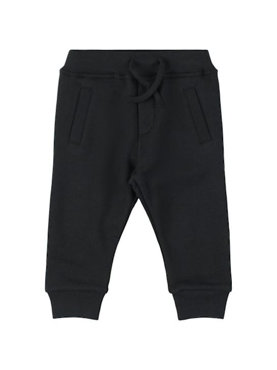 Dsquared2: Pantaloni in felpa di cotone - Nero - kids-girls_0 | Luisa Via Roma
