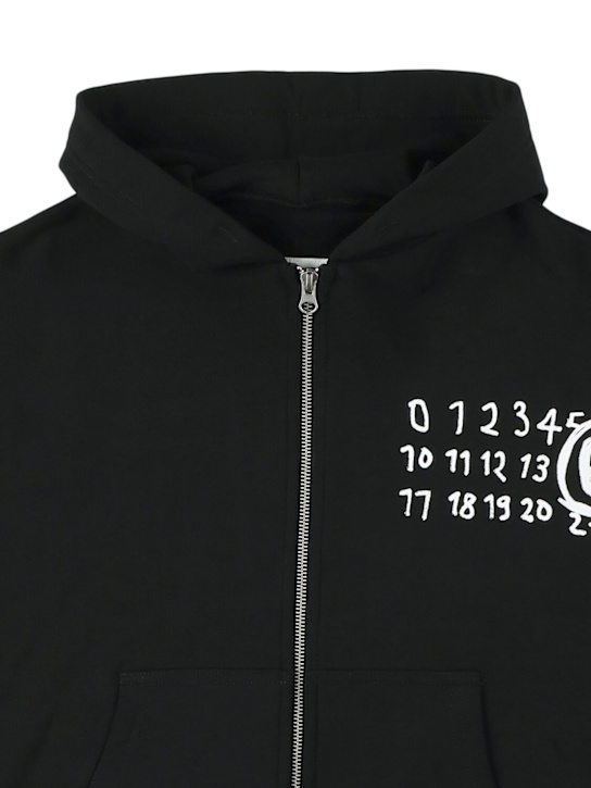 MM6 Maison Margiela: Cotton zip-up hoodie - kids-boys_1 | Luisa Via Roma