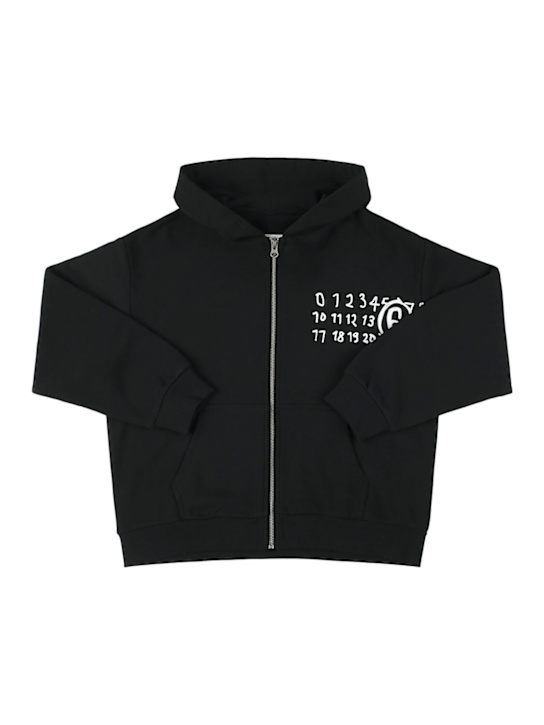 MM6 Maison Margiela: Cotton zip-up hoodie - kids-boys_0 | Luisa Via Roma