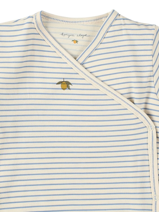 Konges Sløjd: Striped cotton blend jersey romper - White/Blue - kids-boys_1 | Luisa Via Roma