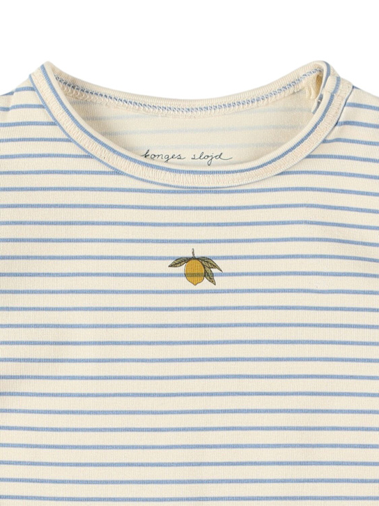 Konges Sløjd: Striped cotton blend jersey romper - White/Blue - kids-boys_1 | Luisa Via Roma