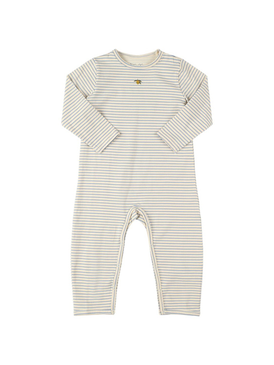 Konges Sløjd: Striped cotton blend jersey romper - White/Blue - kids-boys_0 | Luisa Via Roma