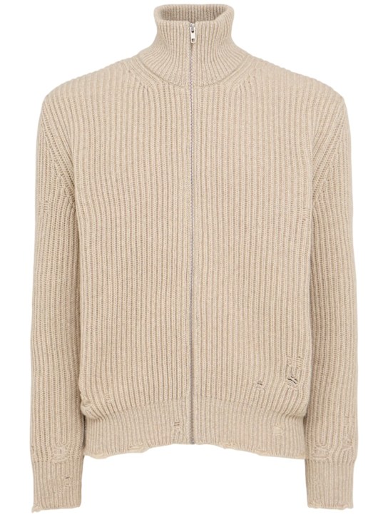 MM6 Maison Margiela: Camionneur zip-up knit jacket - men_0 | Luisa Via Roma