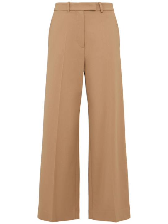 The Frankie Shop: Brickell pleated wool blend wide pants - Camel - women_0 | Luisa Via Roma