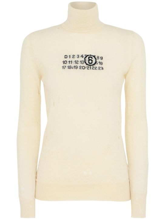 MM6 Maison Margiela: Wool logo turtleneck sweater - women_0 | Luisa Via Roma