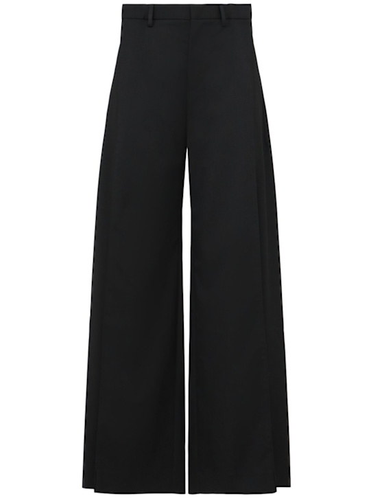 MM6 Maison Margiela: Viscose blend tailoring wide pants - Black - women_0 | Luisa Via Roma