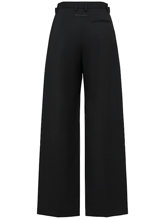 MM6 Maison Margiela: 粘胶纤维混纺精裁阔腿裤 - 黑色 - women_1 | Luisa Via Roma